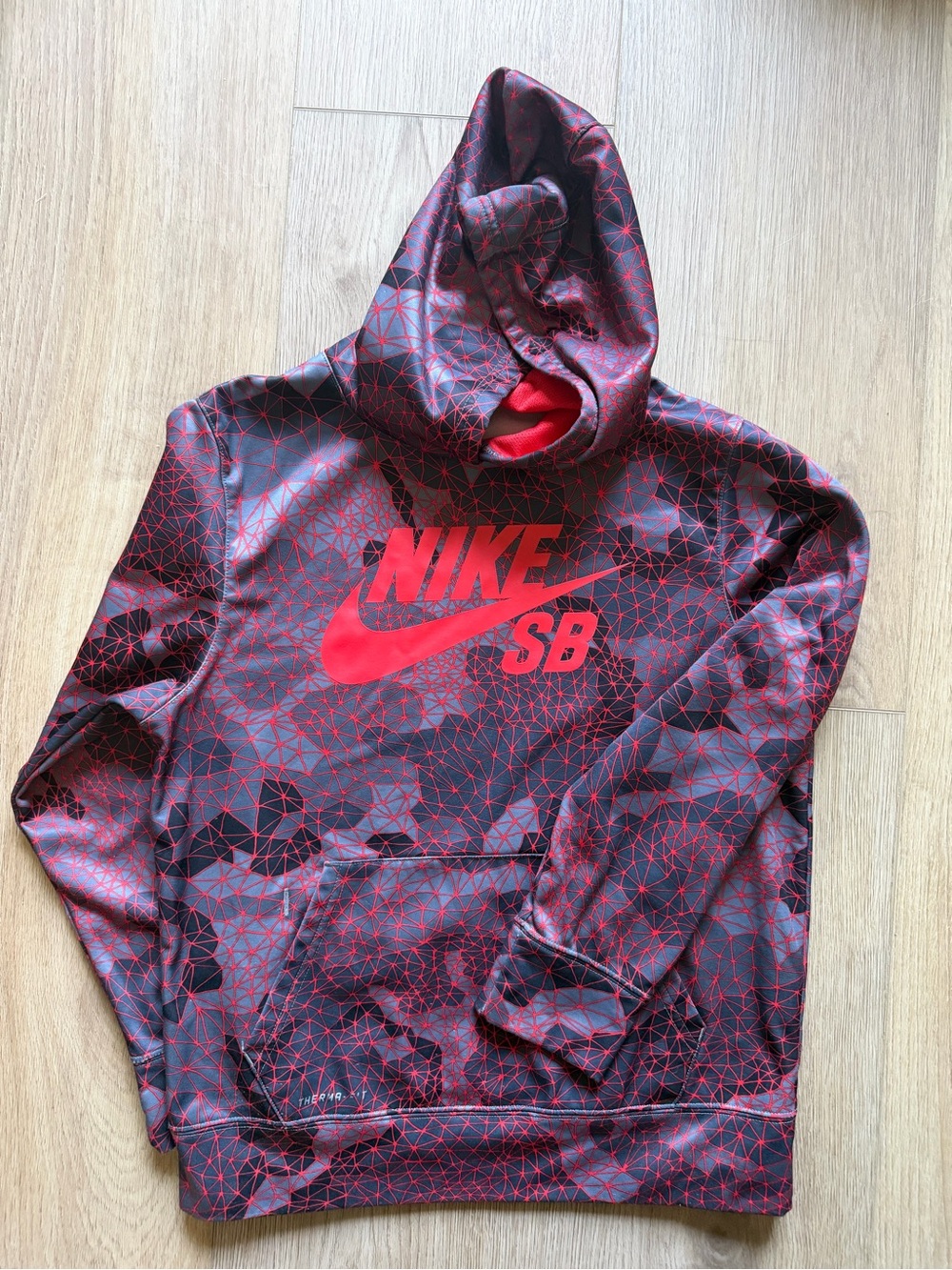 Nike Red & Black Geometric Logo Hoodie